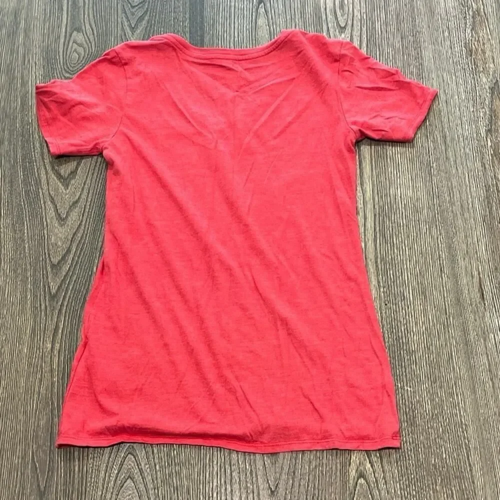 Nike Womens V-Neck T-Shirt Athletic Cut Short Sleeve Tri-Blend Red Size XL